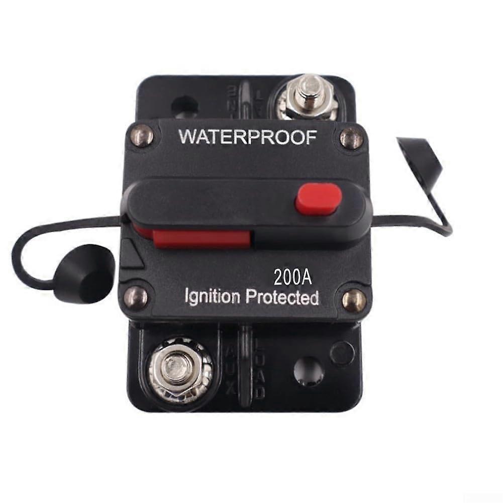 200A Circuit Breaker Holder with Manual Reset, 1248V DC IP67 Waterproof for Solar, Marine, RV, Boat