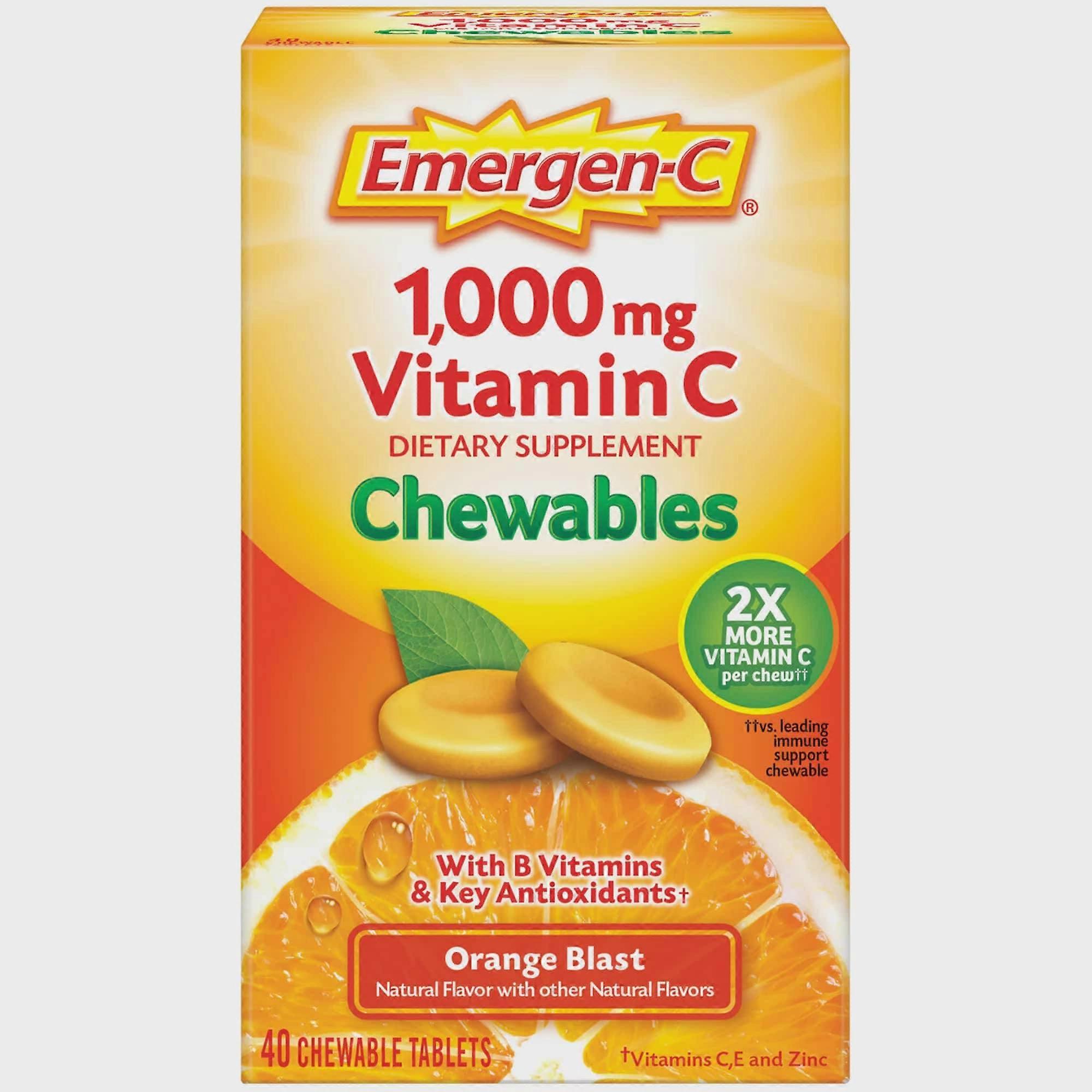 Emergen-c 1000 mg μασώμενα βιταμίνη C, Orange Blast, 40 Ea