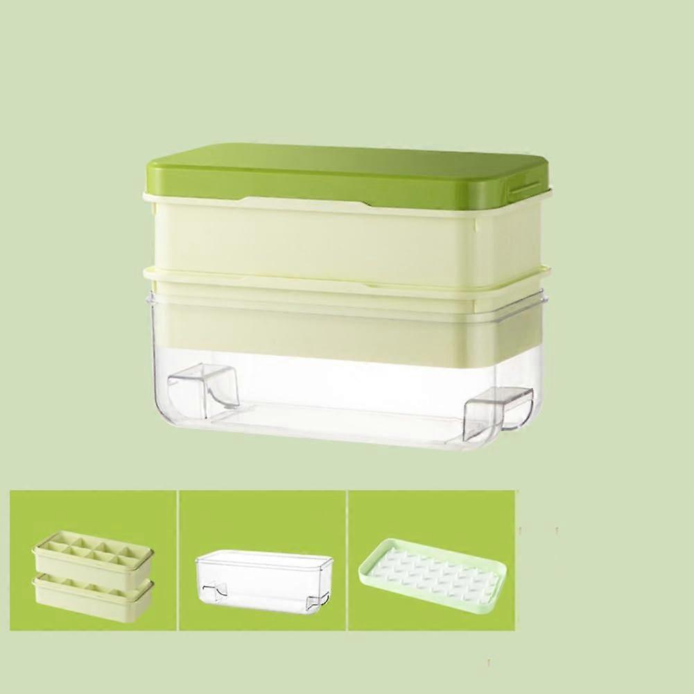Ice Cube Tray with Lid and Storage Box, 8 Grid 5cm Large Ice Cube Mold for Drinks, Green