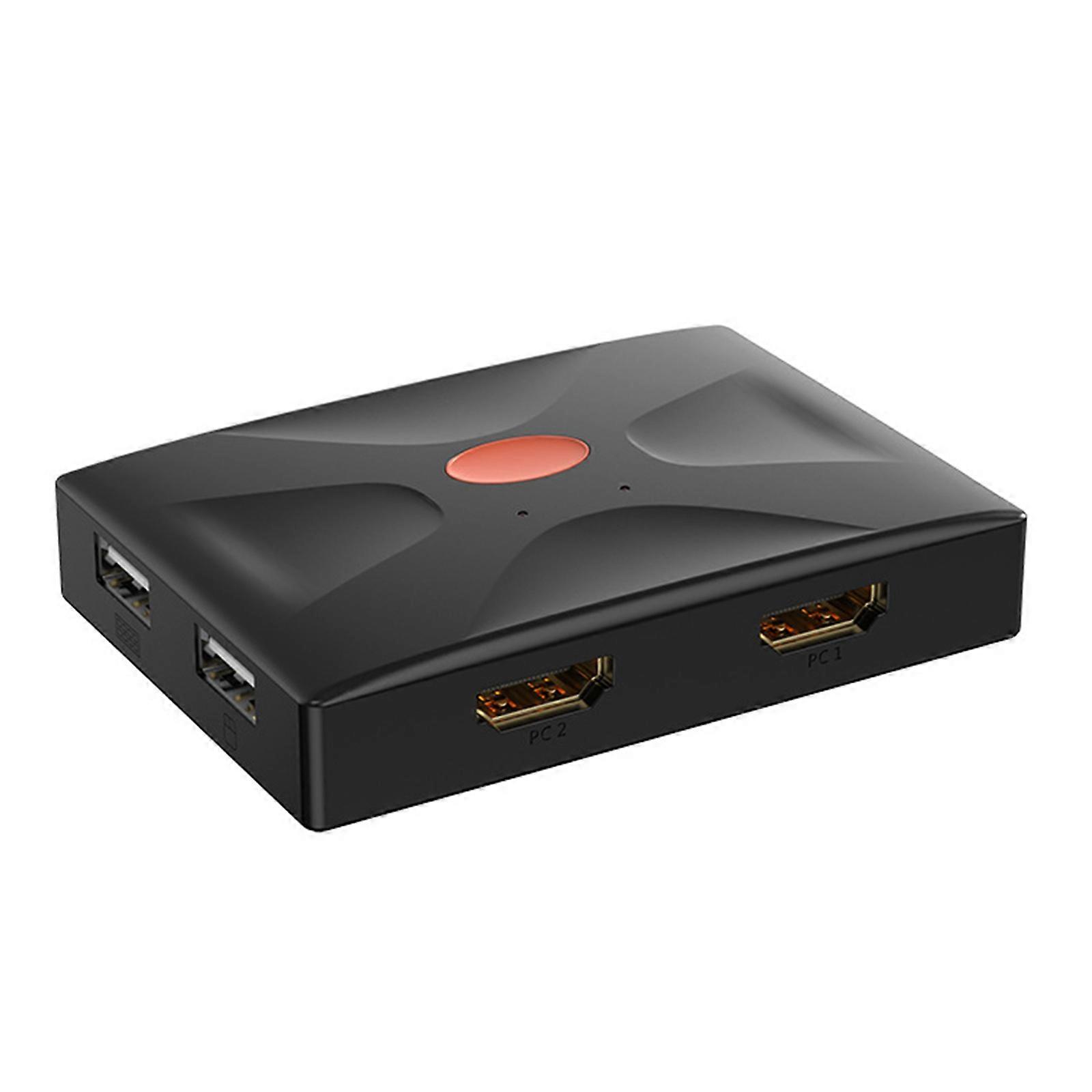 2 Computer KVM Switcher With USB Port Sharing Signal Switching Metal Mouse Display Control Multicolor