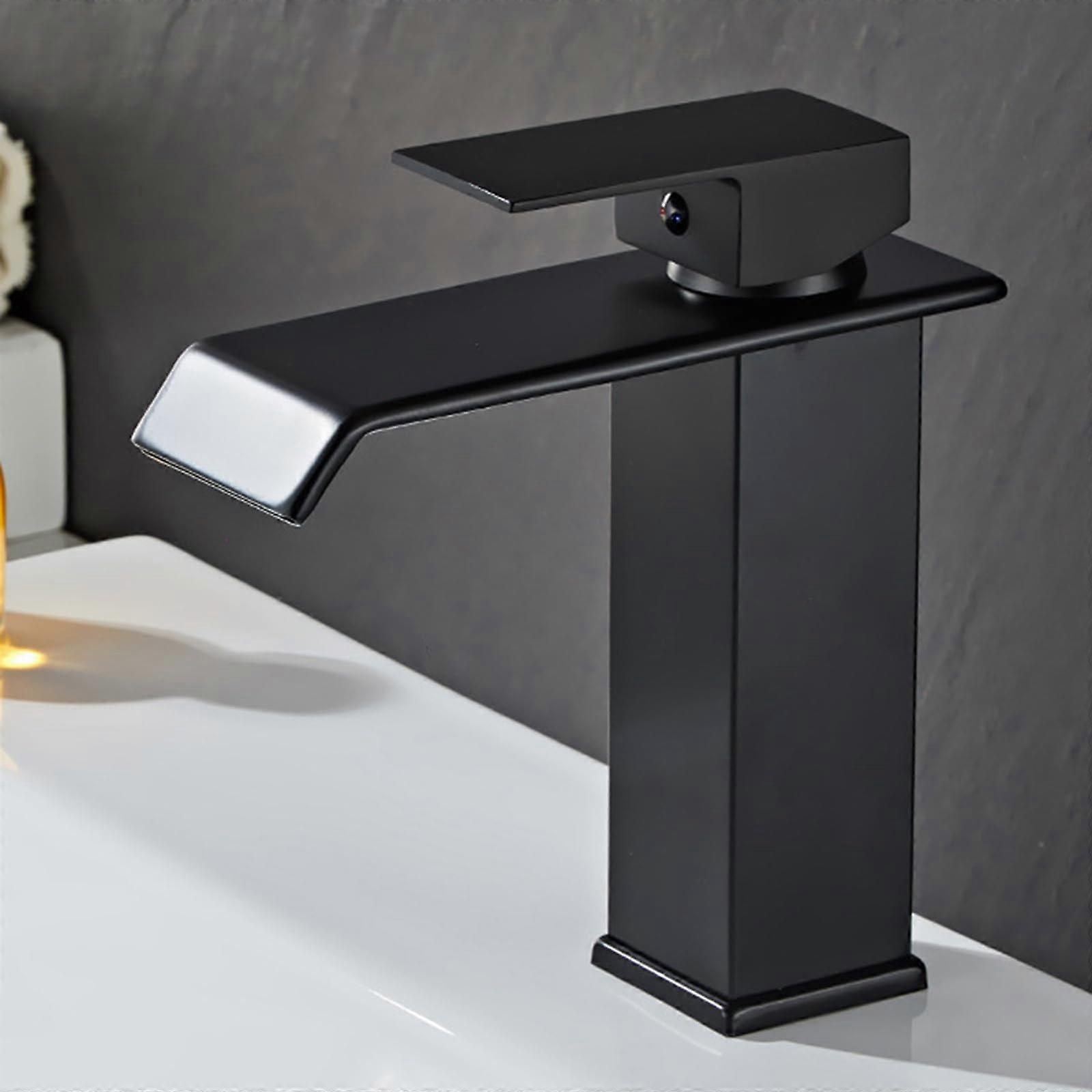 Waterfall Sink Taps Gold Finish For Bathroom Basin Mixer Tap With Waterfall Spout 2Hole LowArc