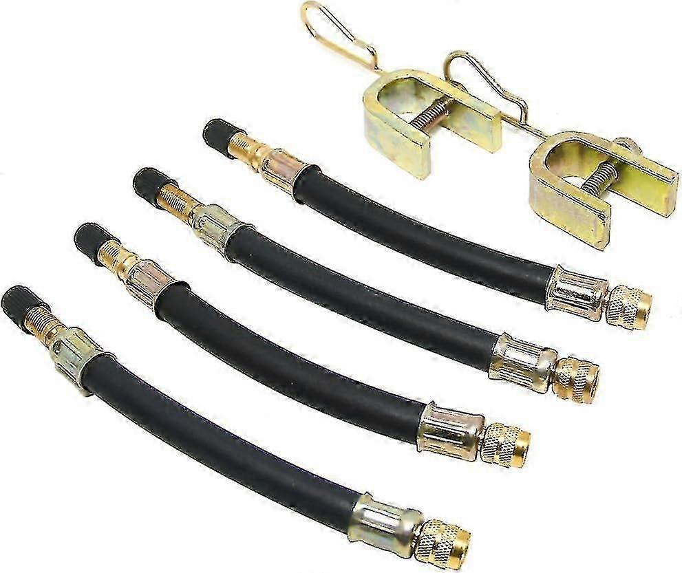 Set Of 4 Tire Valve Extension Flexible Tire Hose Valve 150mm With 2 Brackets-QJWL