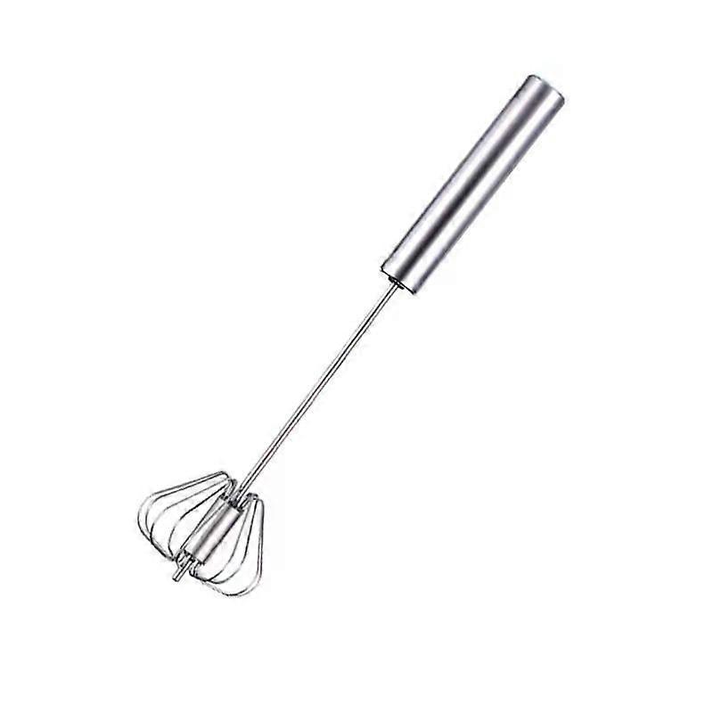 Semi-Automatic Stainless Steel Egg Whisk with 360° Rotation and Ergonomic Grip