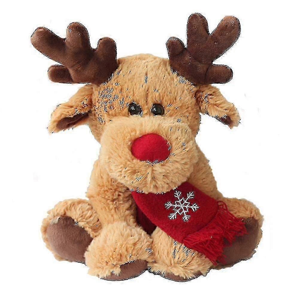 1pc Rudolph The Red Nose Reindeer, Stuffed Plush First Baby Decorations Plush Deer For Boys And, 29x23x15cm Tw
