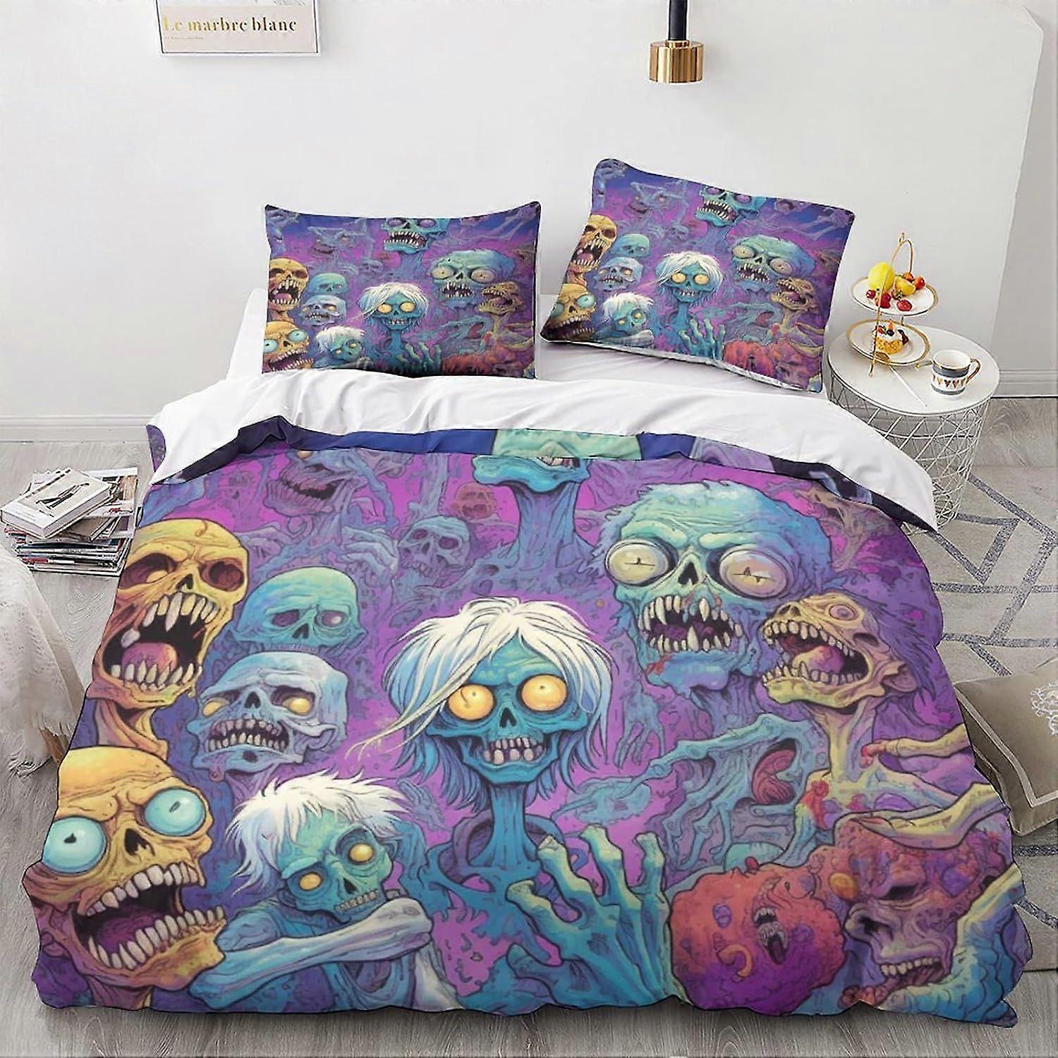 LikeEj monstros Duvet Cover Set, 3D Cartoon Bedding Set com fronhas de microfibra & Zipper Fechamento Quilt Case carro vintage Impresso Efeito Rei