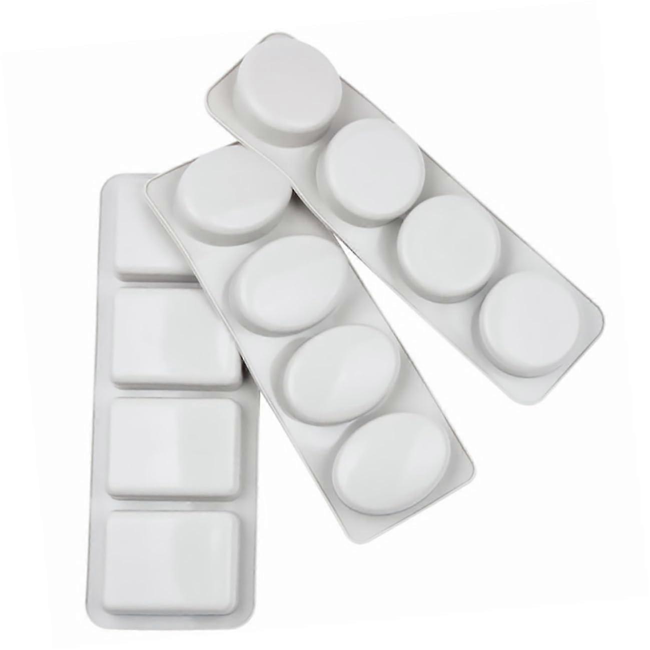 3 Pcs Silicone Soap Mold Set Round Square Oval DIY Handmade Easy Release Reusable Transparent