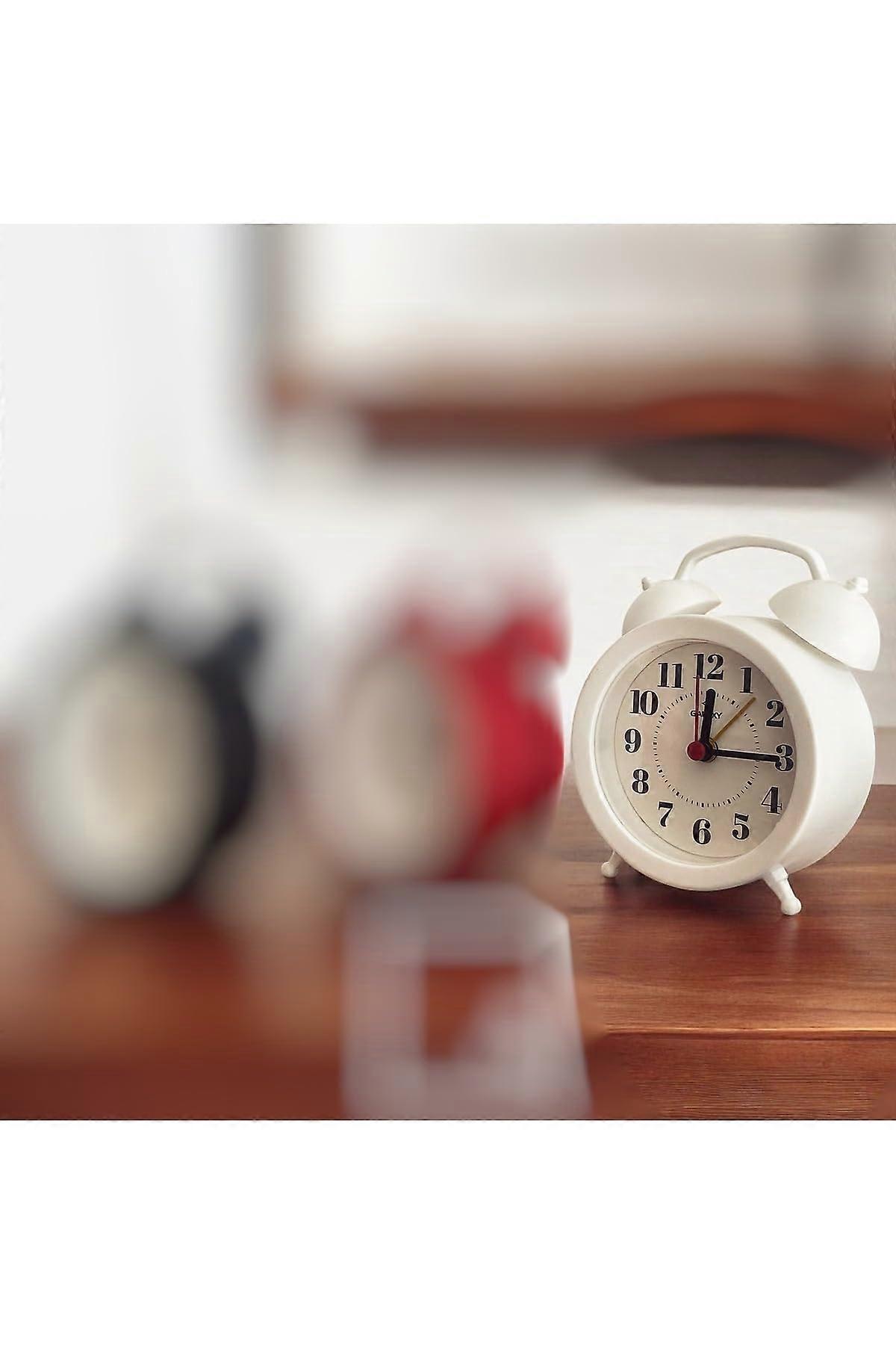 Retro Alarm Clock with Silent Operation, EasytoRead Black and White Classic Desk Design