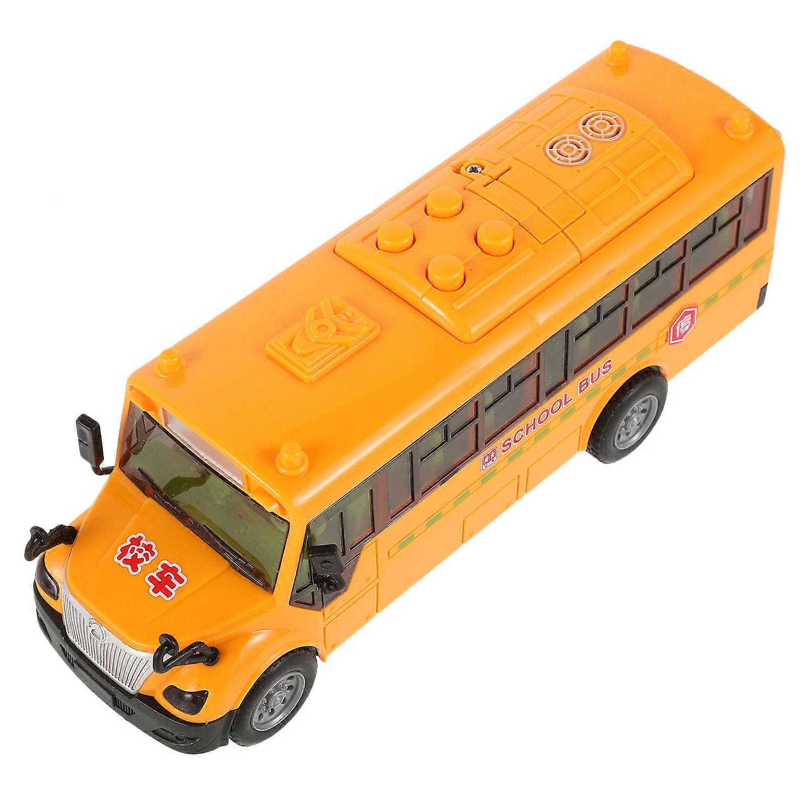 Orange School Bus Model Toy with Inertia and Music Function