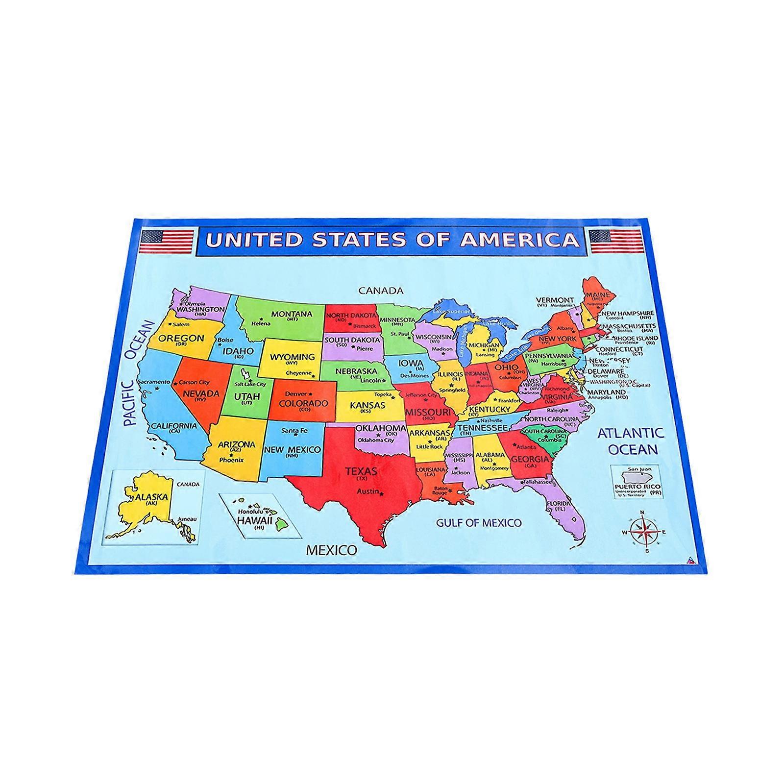 Usa Map Educational Poster for Classroom Teaching Purposes