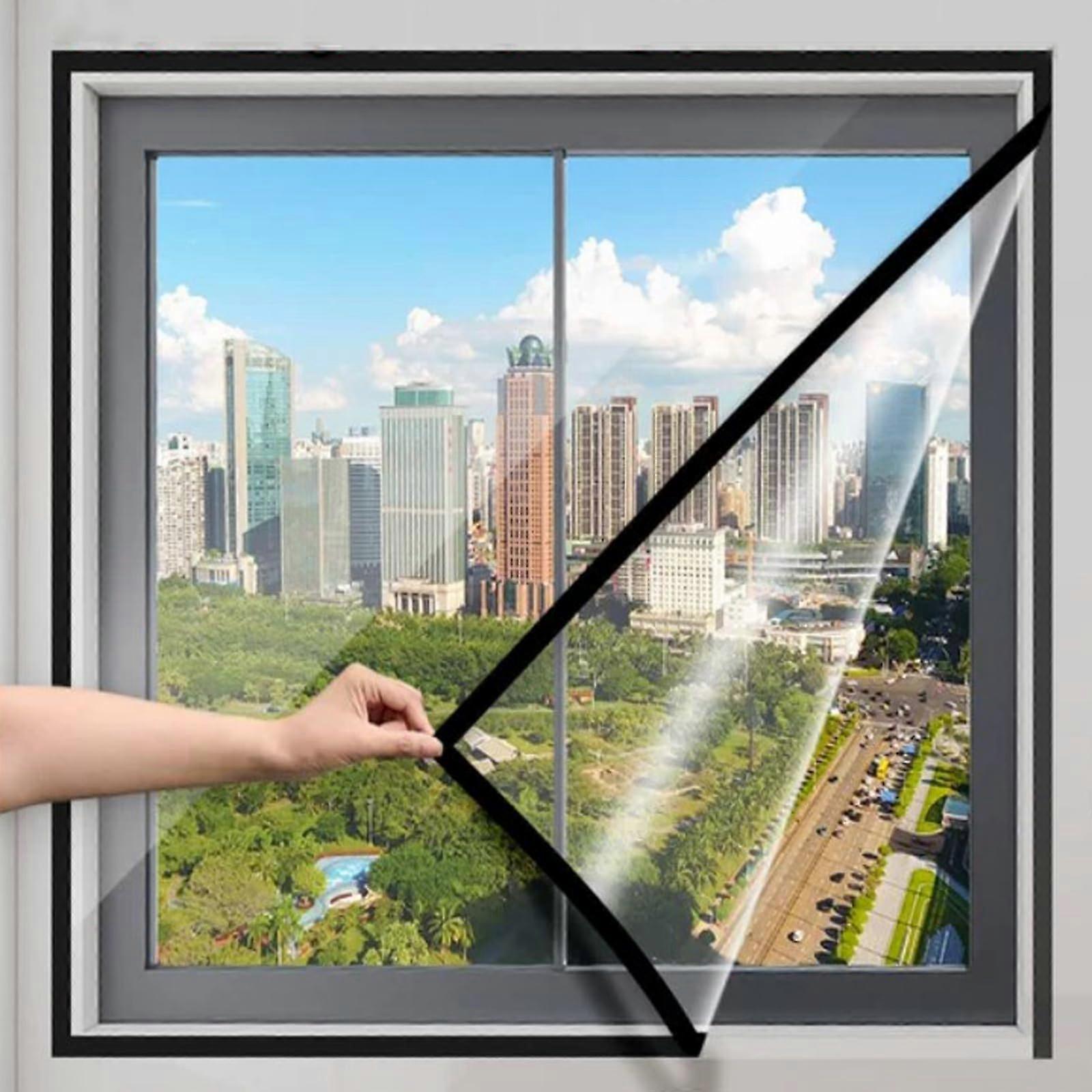 Window Insulation Kit with Thermal Insulated Curtain, Clear View, Energy Saving Cold Draft Protection, Reusable for Winter Indoor Use, 51.2x59in