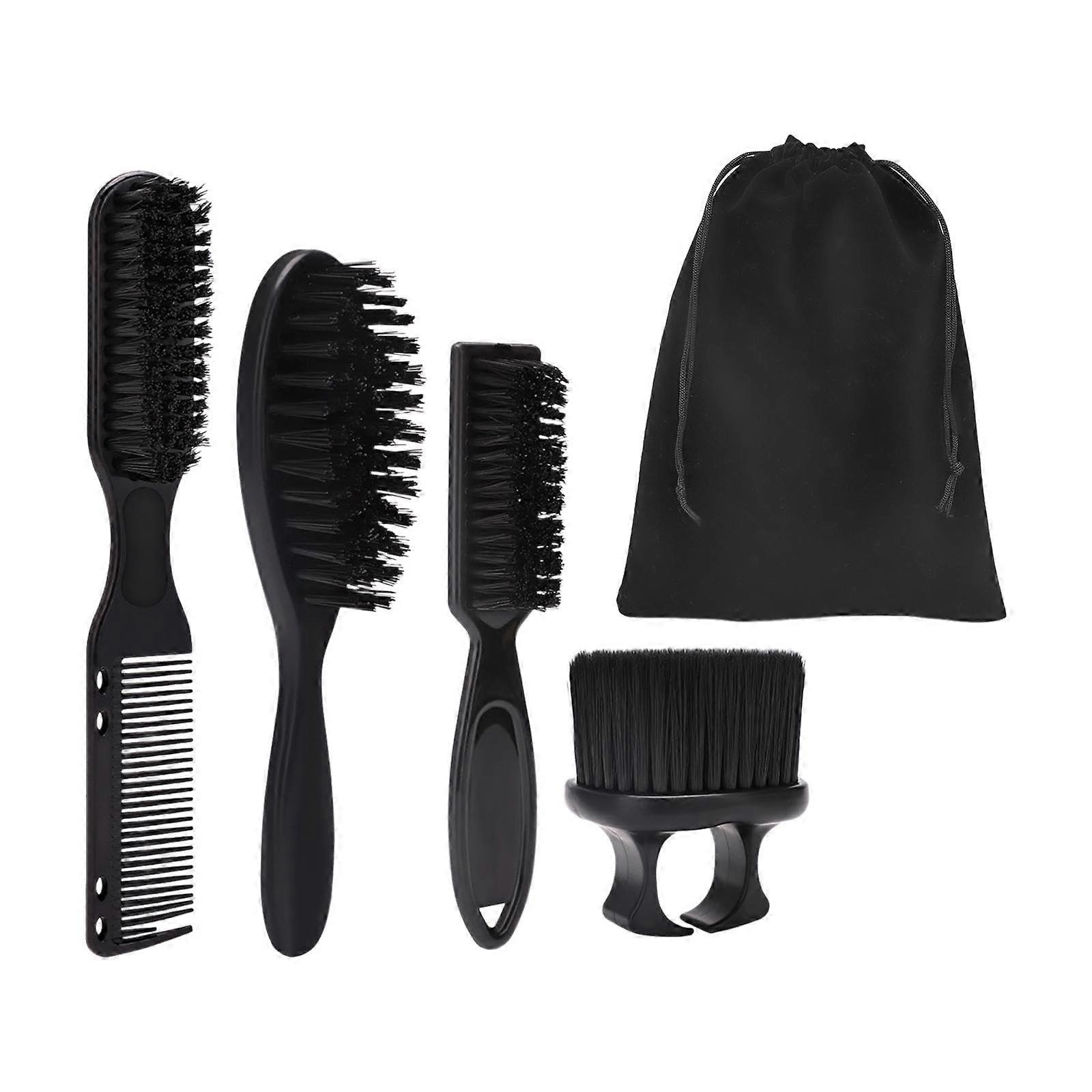 Barber Brush and Comb Set for Men Professional Hair and Beard Grooming Kit with Pouch