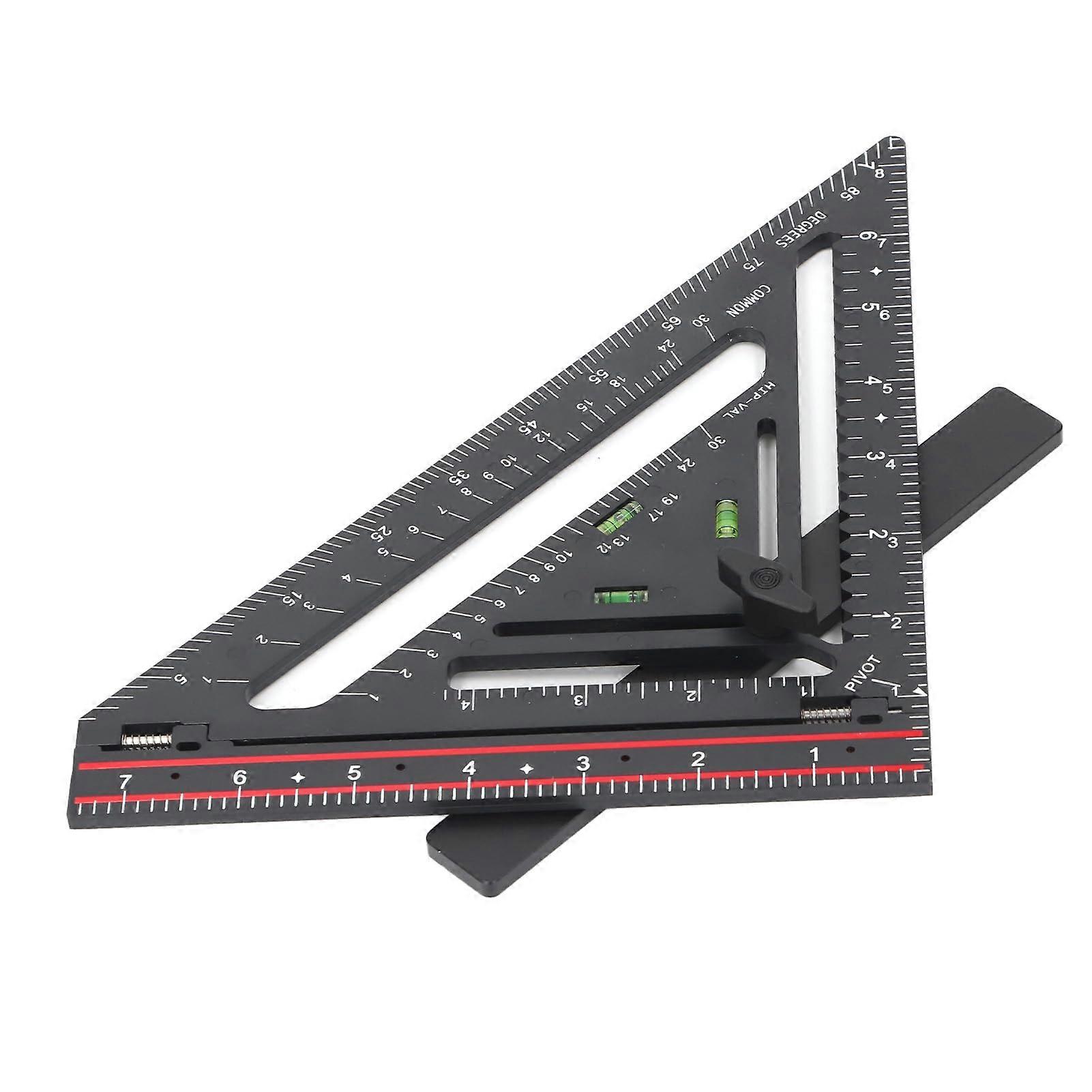 Carpenter Square Folding Triangle Ruler with Level, Precision Positioning Rod, Clear Scale for Woodworking and Architects