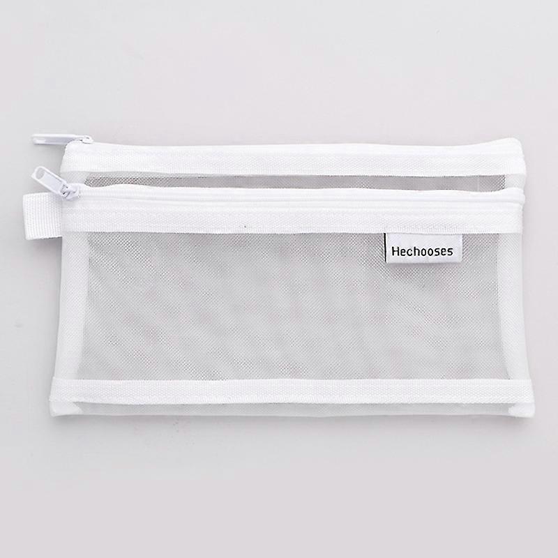 HE CHOOSES D005 Double Layer Nylon Mesh Student Stationery Storage Bag