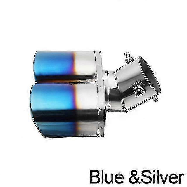 Universal Square Double Outlet Half-grilled Blue Muffler Exhaust