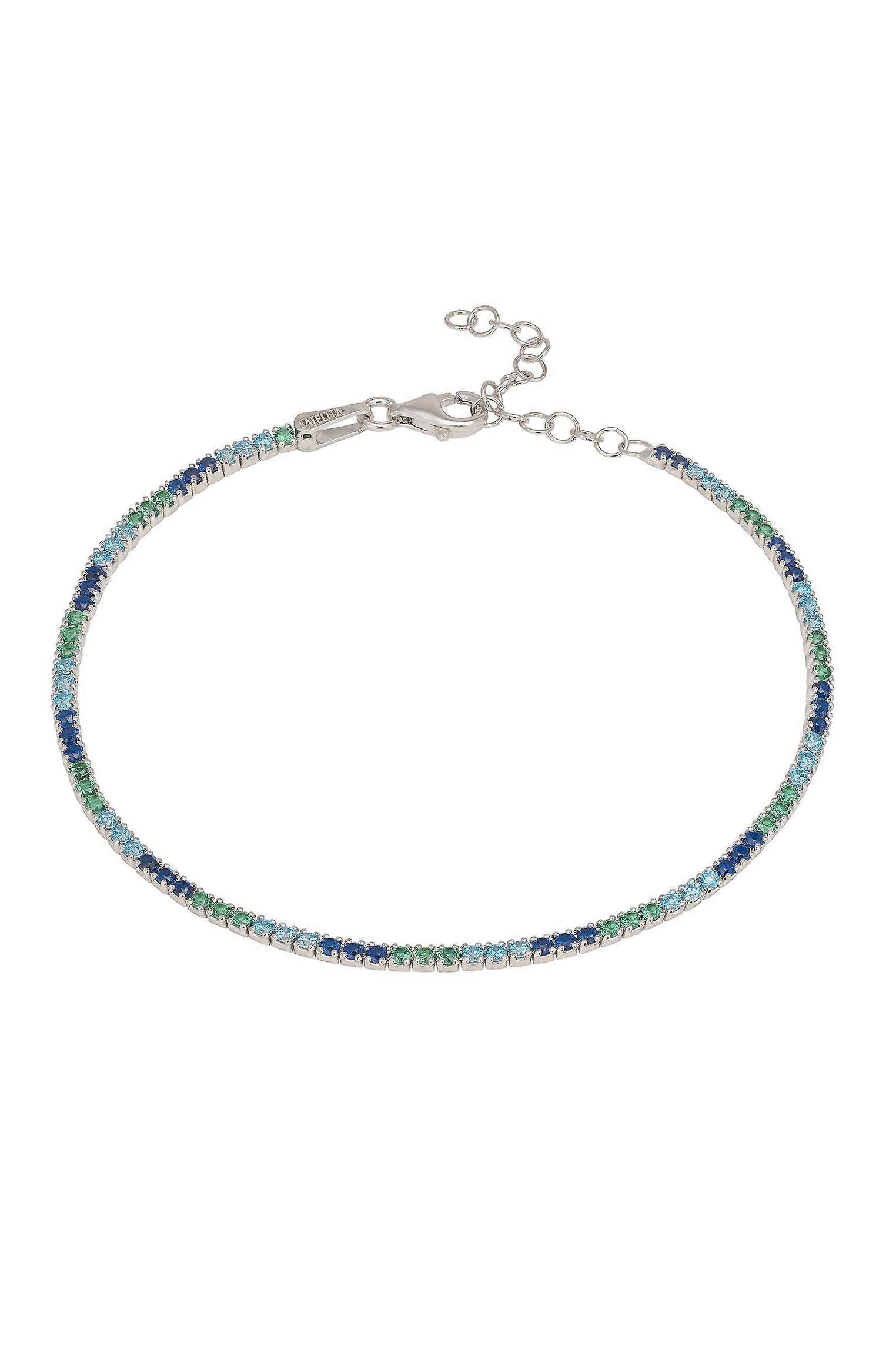 Tennis Bracelet Blue And Green Cz Silver