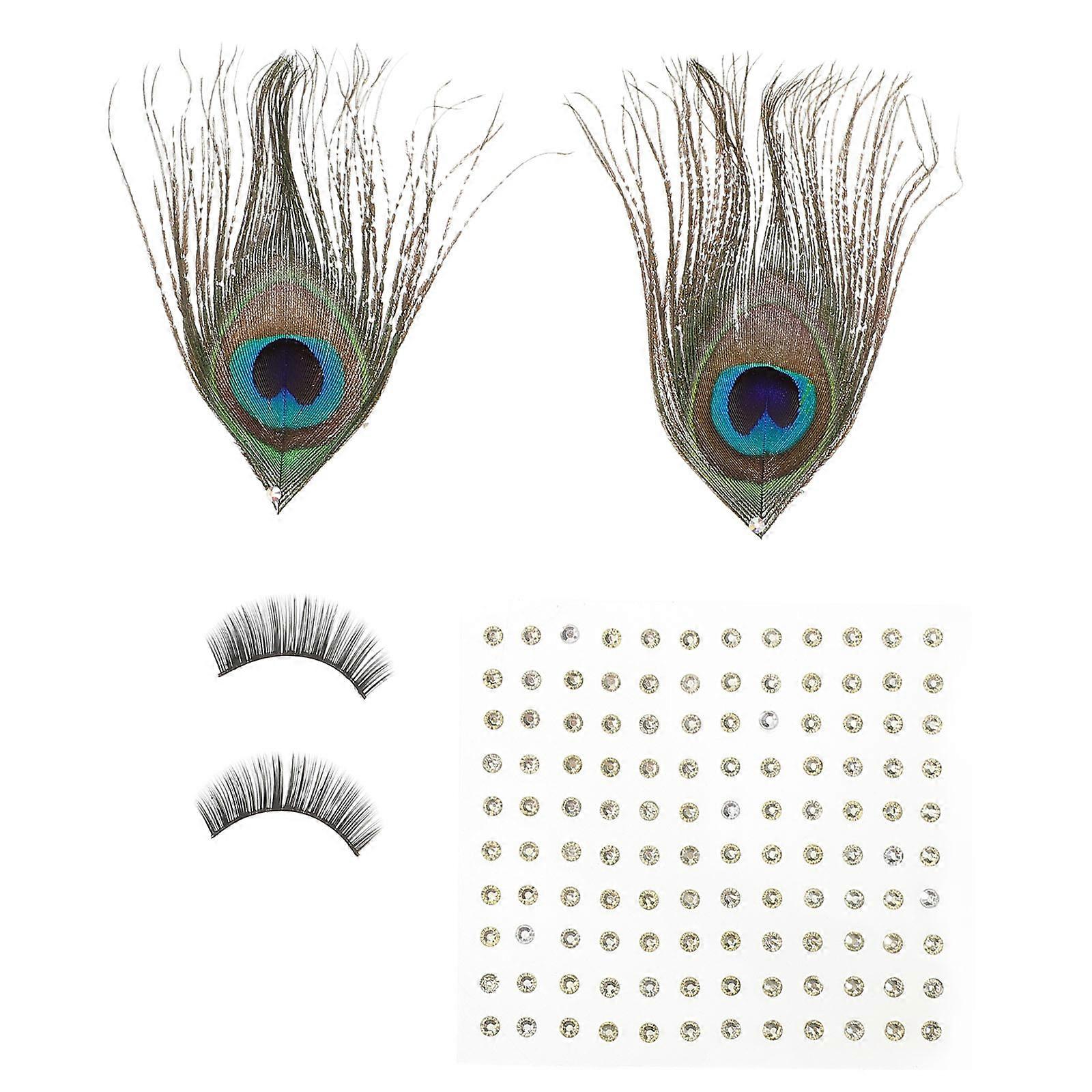 Peacock False Eyelashes for Performance 1Pair Multi Festival Decorative Lashes