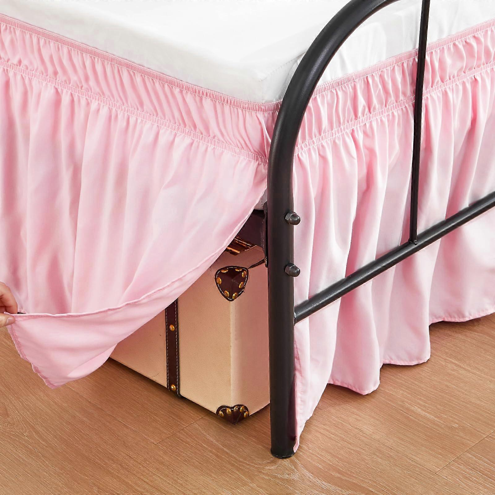 Queen Bed Skirt with Split Corners, Queen Size 15 Inch Drop, Wrap Around Elastic, Machine Washable
