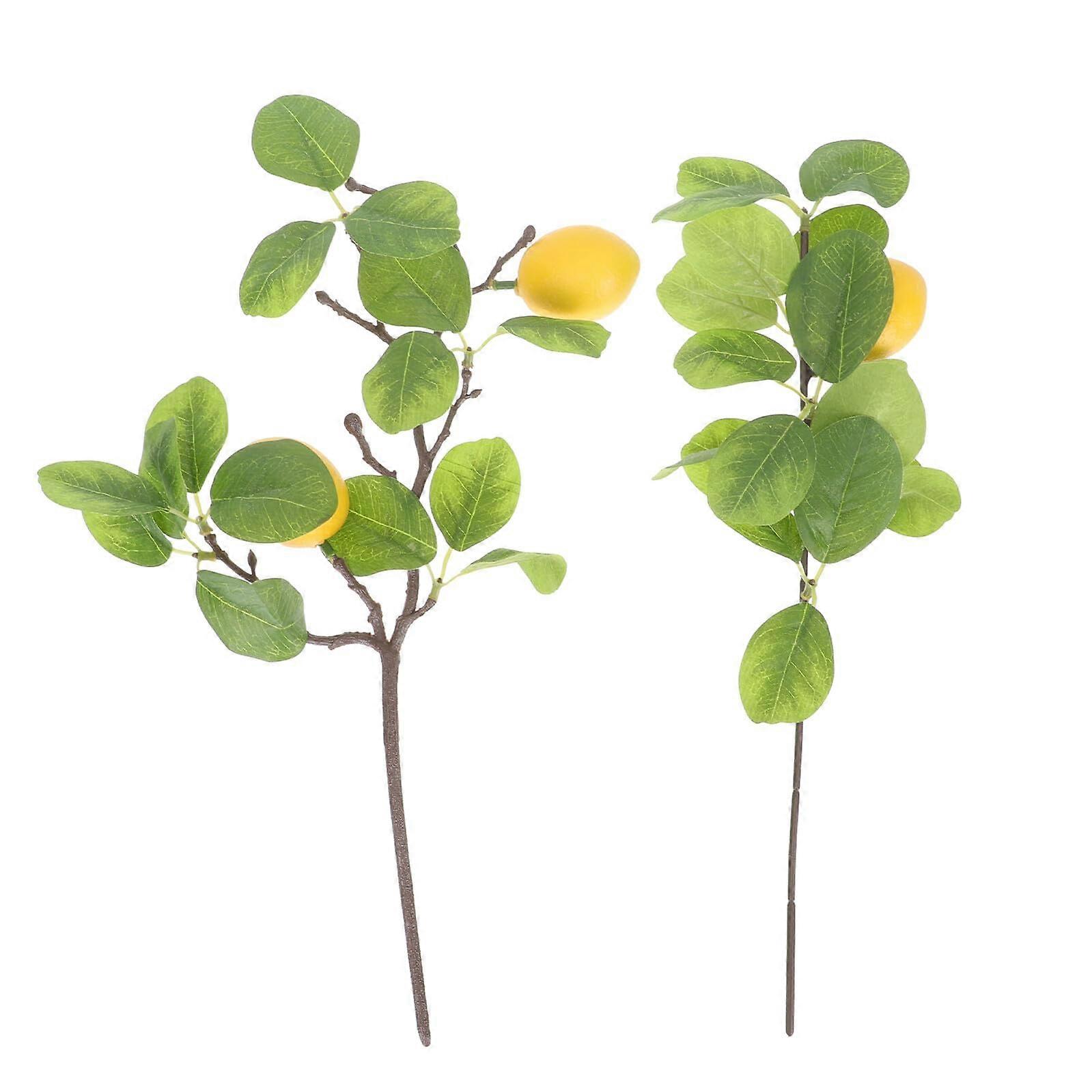 Artificial Lemon Branches with Realistic Appearance for Home Kitchen Wedding Table Decor 2Pcs
