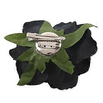 4 zijden bloem haarclip broche bruidscorsage bloemclip 8 cm broche accessoire - zwart