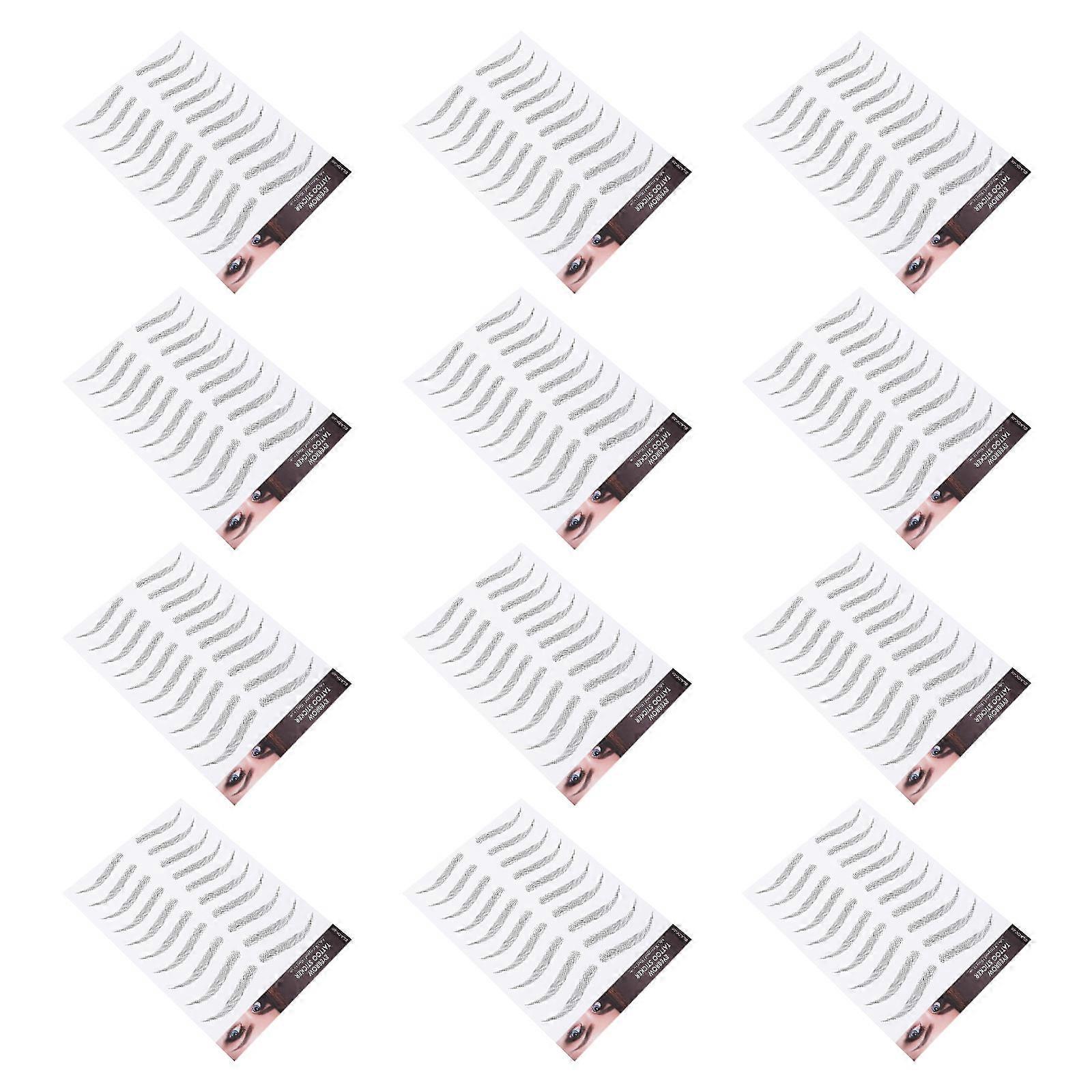 Artificial Eyebrow Transfer Stickers for Realistic Brows 12 Sheets