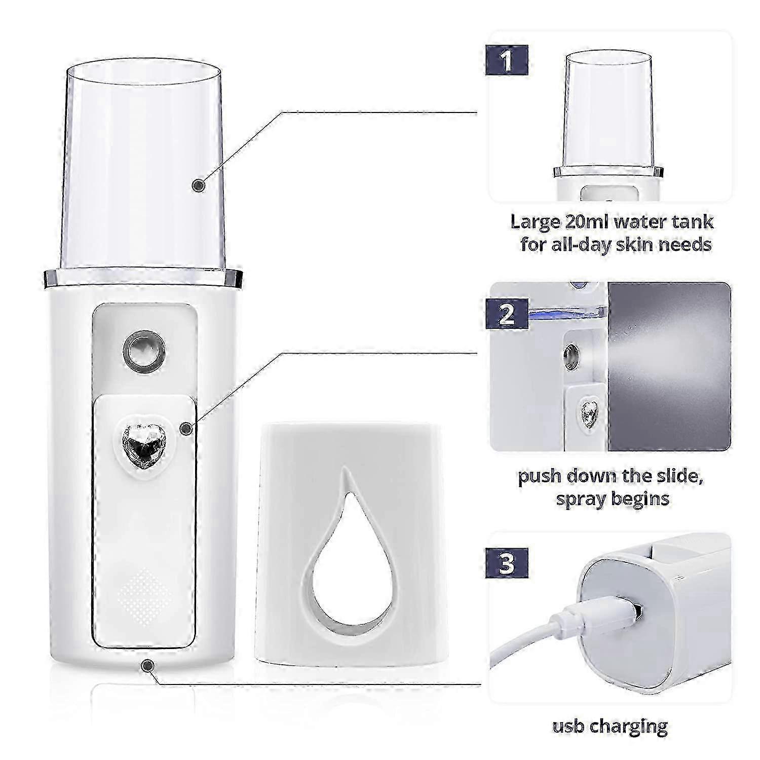 2025 Portable Nano Mister Mini Steamer Atomization Eyelash Extensions with Mirror White - FFY