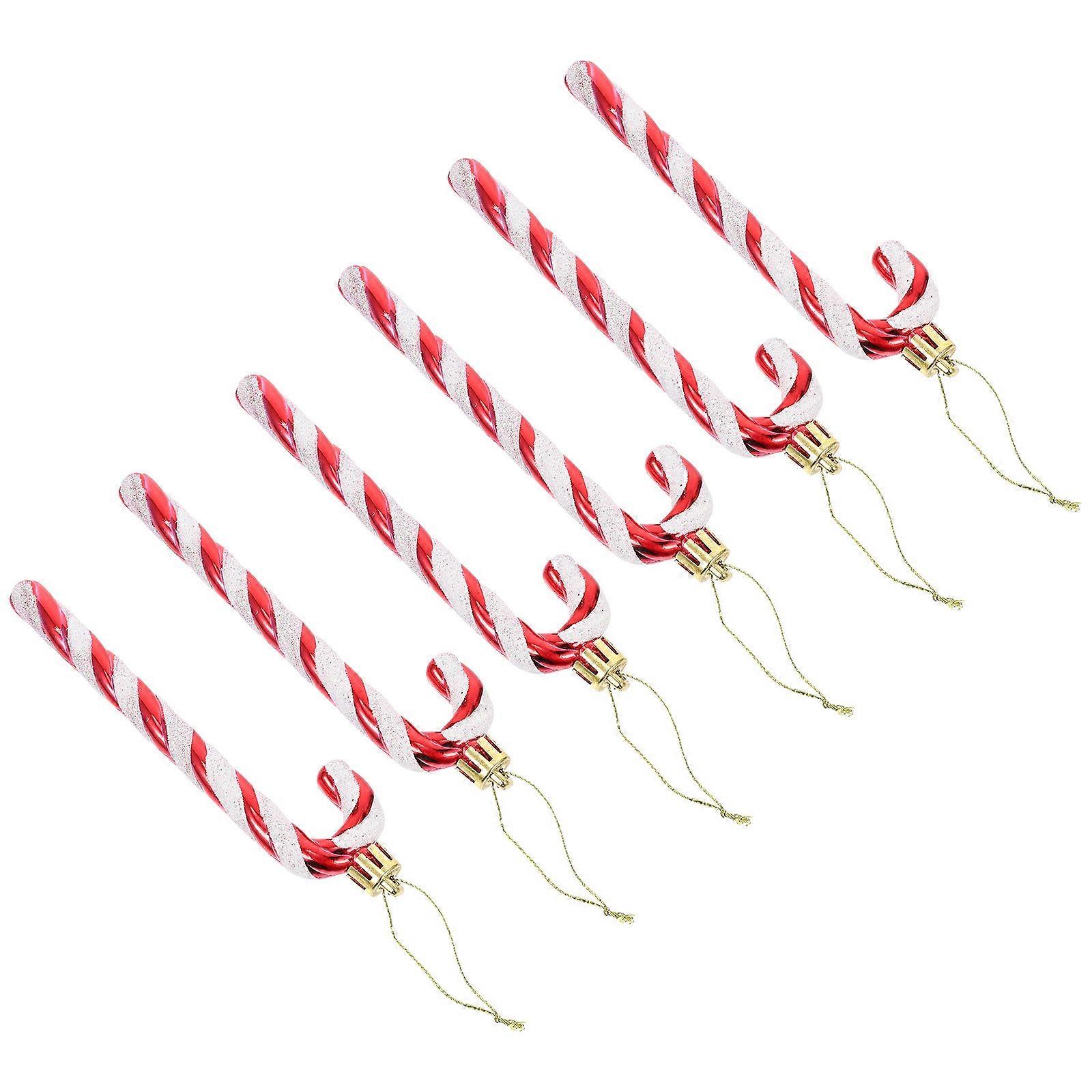 Christmas Hanging Decoration Candy Cane Pendant Plastic 6Pcs Set