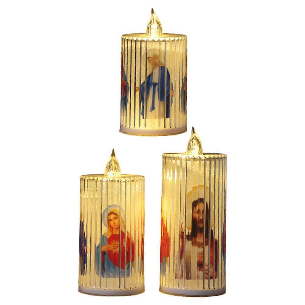 Electronic Candle Light LED Holy Night Candle Lamp Decorative 3Pcs