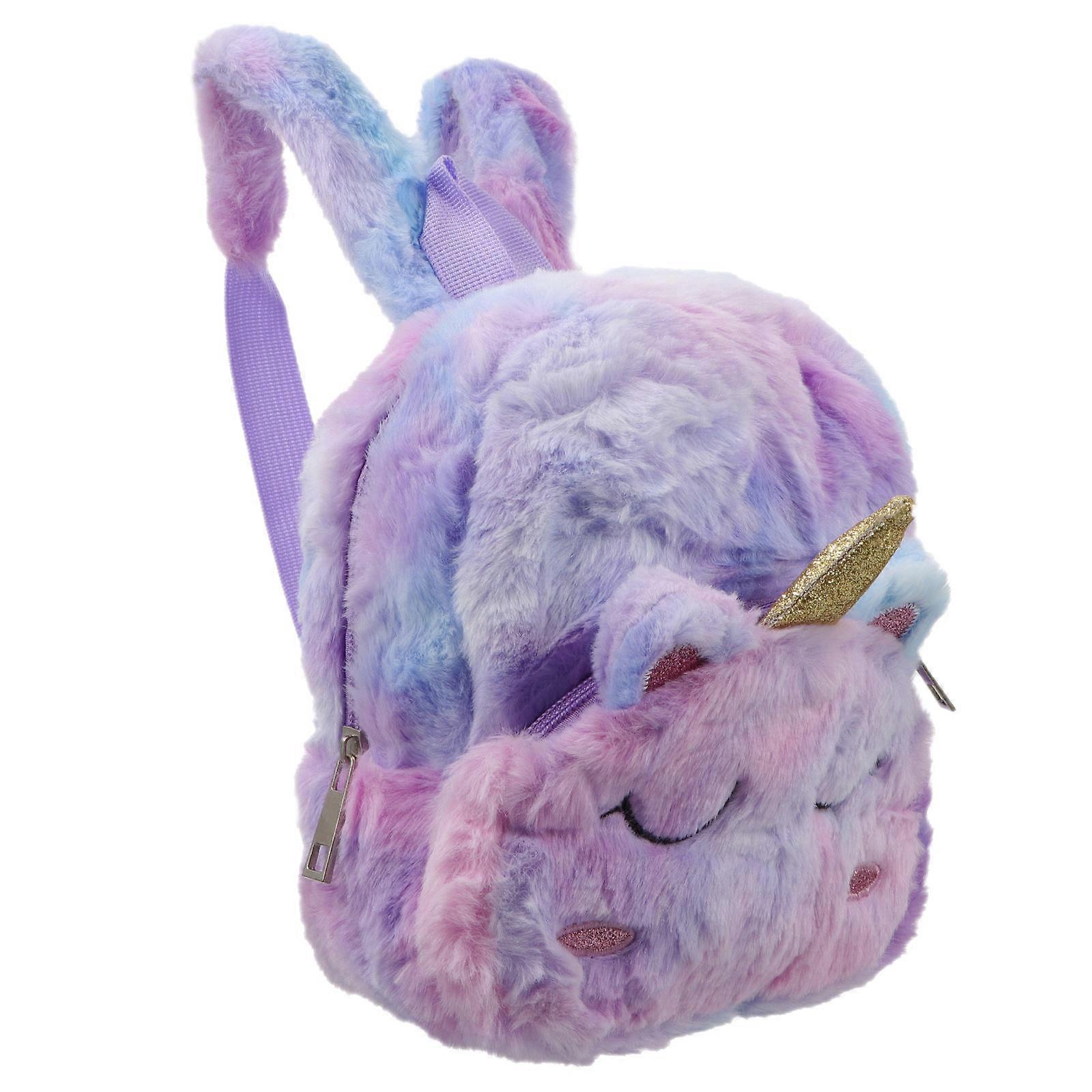 Practical Unicorn Plush Backpack Shoulder Bag for Storage Use