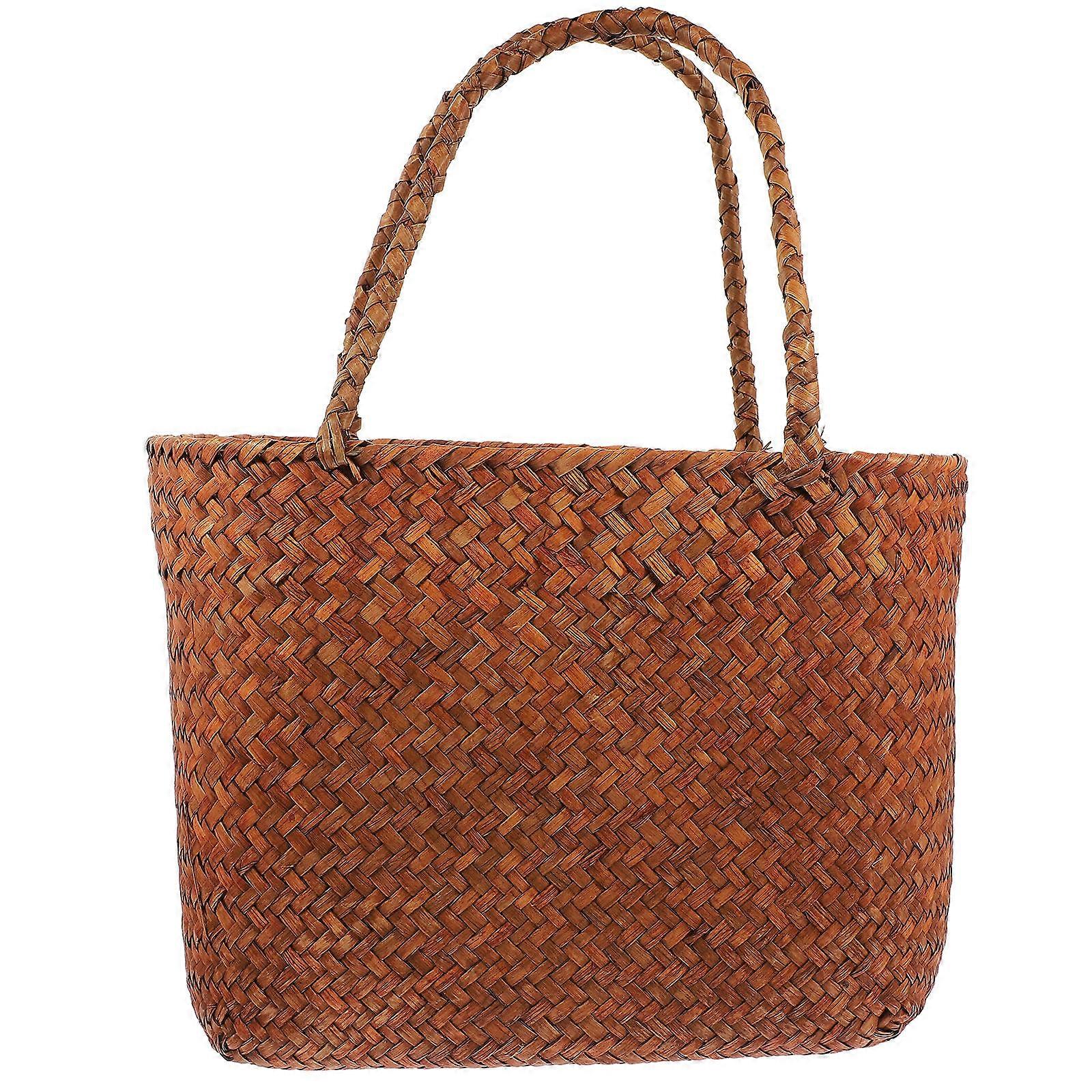 Hand Made Coffee Picnic Basket with Handles for Storage Use