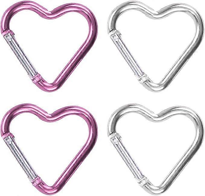 4-Piece Heart-Shaped Carabiner Set, Water Bottle Loop, Backpack Loop