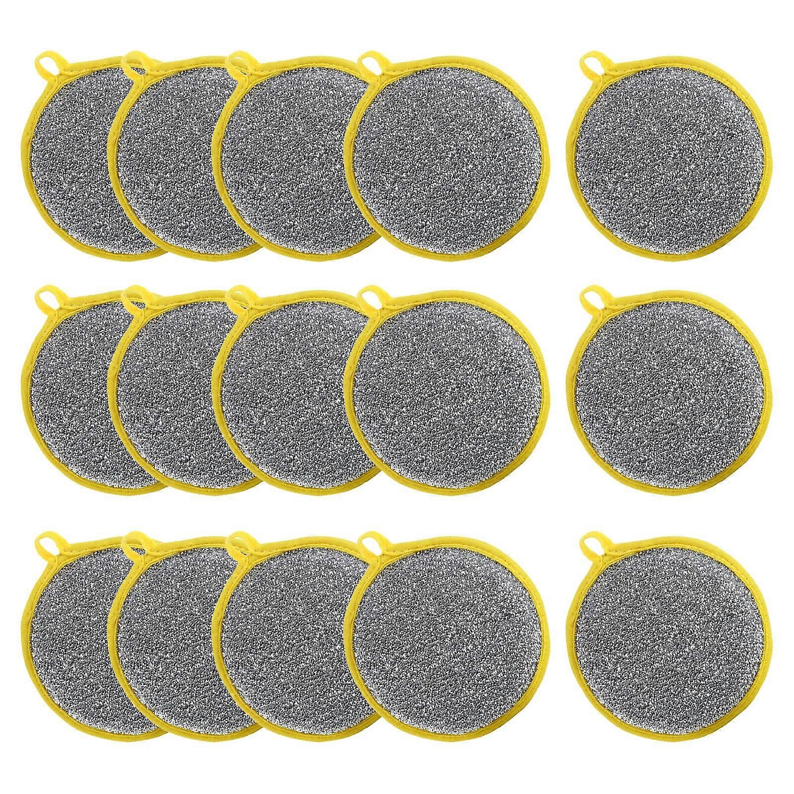 15pcs Double Sided Dishwashing Sponge Round Kitchen Scrub Pads for Efficient Grease Removal