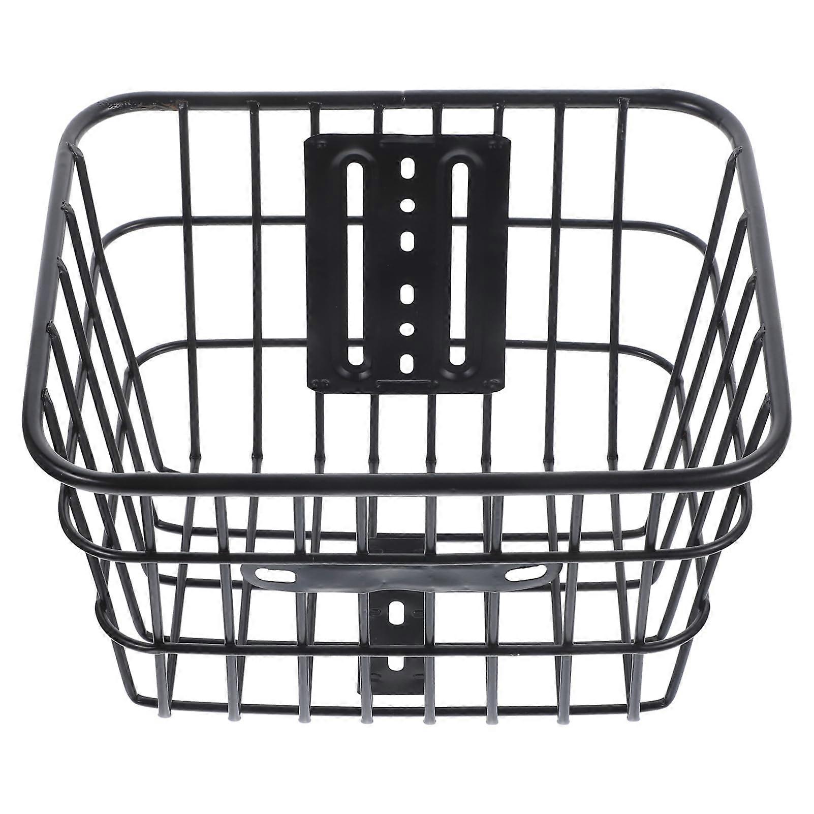 Iron Bike Basket Large Capacity Foldable Wire Mesh Front Handlebar Storage for Cycling