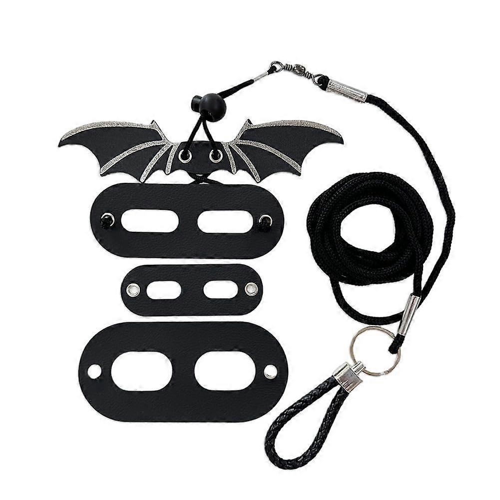 Adjustable Leather Wing Lizard Harness Leash Set for Climbing Pets and Squirrels Silver