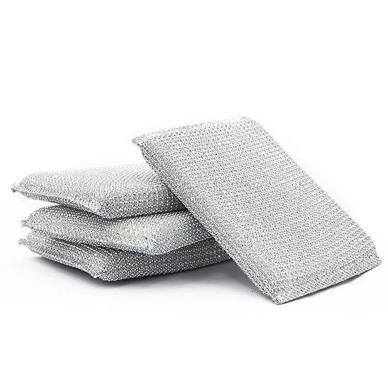 Kitchen Sponge Non Scratch Scouring Pad for Pots Pans Bathroom Scratch Reusable Silver