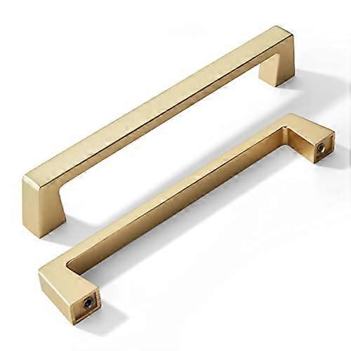 2 Pack Brushed Brass Cabinet Pulls 6.3 Inch Kitchen Drawer Handles Modern Zinc Alloy Dresser Knobs