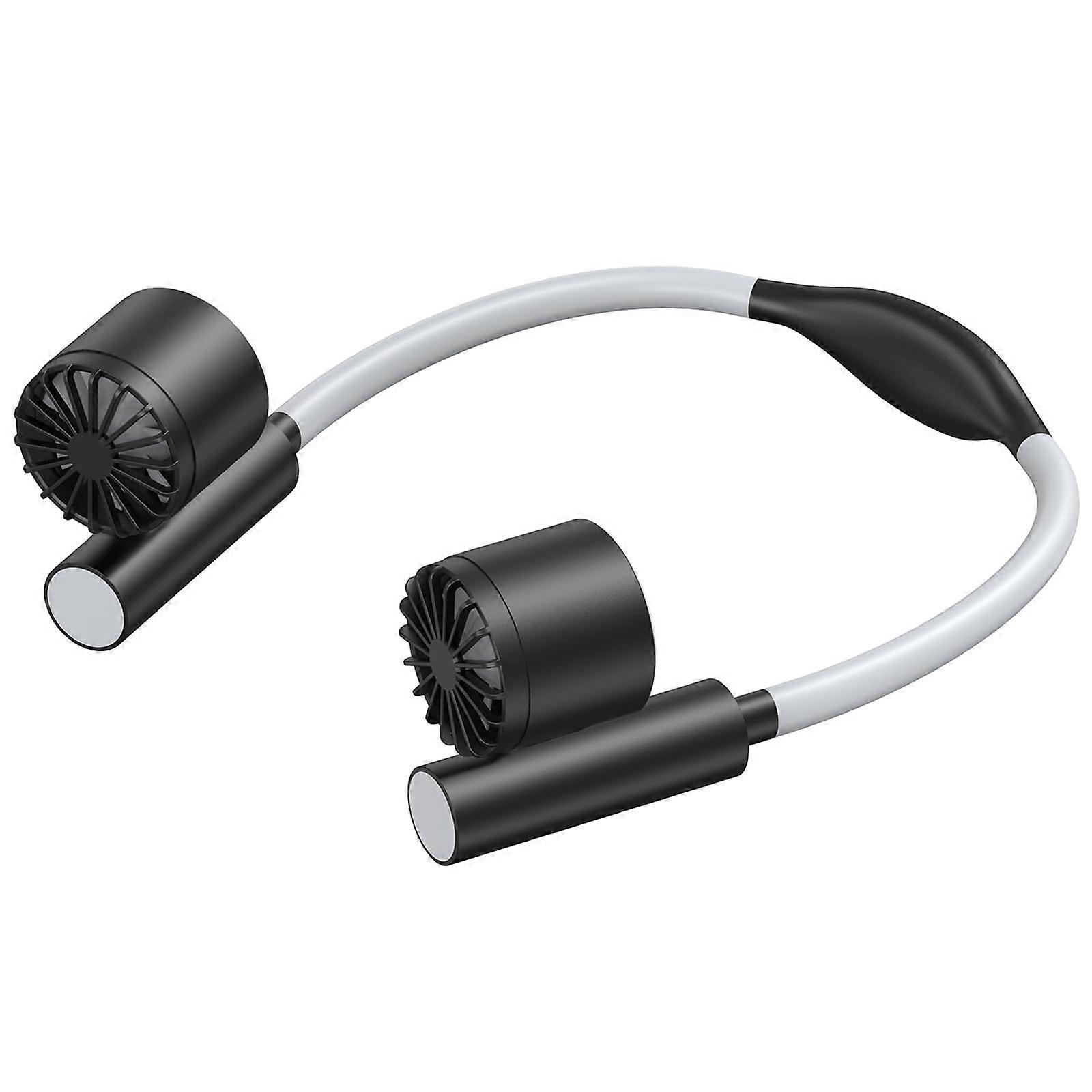 Rechargeable USB Neck Fan Hands  Wearable 3 Speed Adjustable Airflow Black