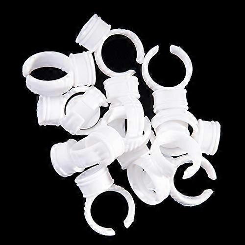 100 PCS Disposable Glue Rings for Eyelash Extensions White Size M Adjustable SpillResistant Cup