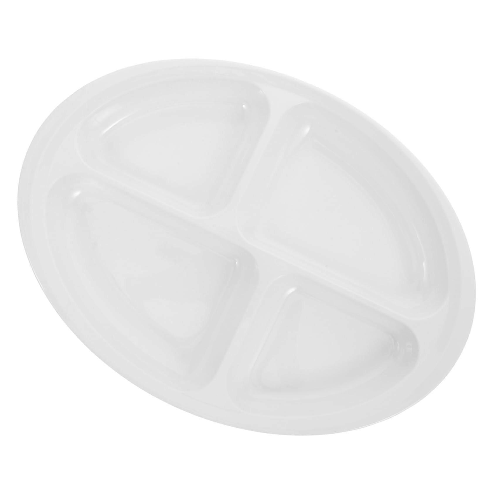 Reusable Divided Plates for Adults, Non Slip White Dinner Plate,  Temp Resistant for Elderly