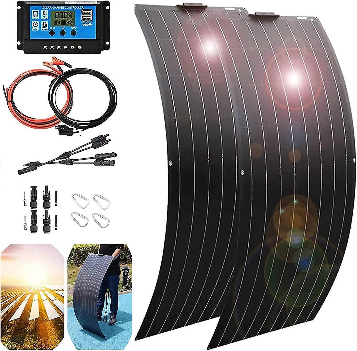 1000W Flexible Monocrystalline Solar Panel Kit with 40A Controller for RV Boat Camper OffGrid