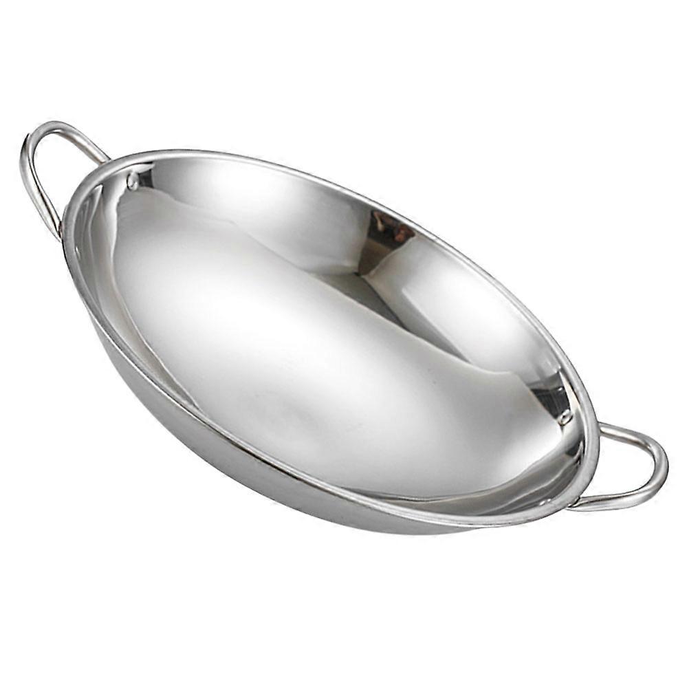 Silver Stainless Steel Hot Pot for Kitchen Cooking with Double Handle