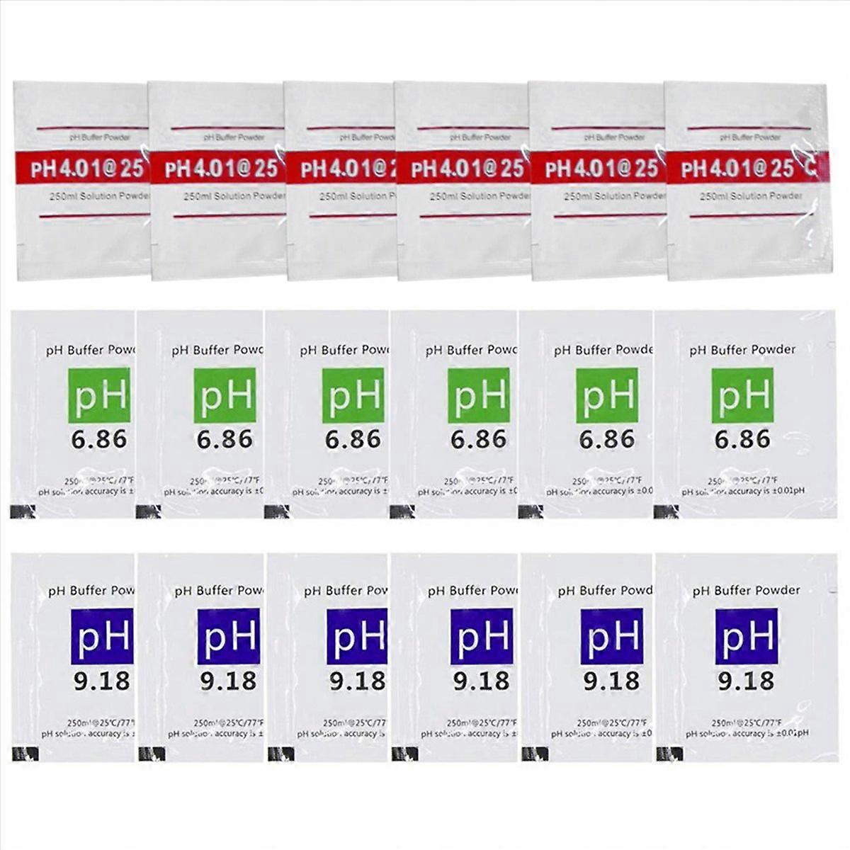18 Pack PH Meter Buffer Solution Powder 6.86/4.00/9.18, PH Calibration Solution Packets for Precise 