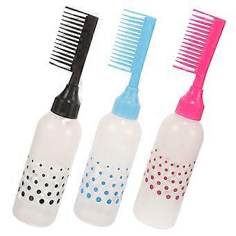 Salon Hair Dye Bottles Root Comb Applicator for 3Pcs Coloring Bottles Set