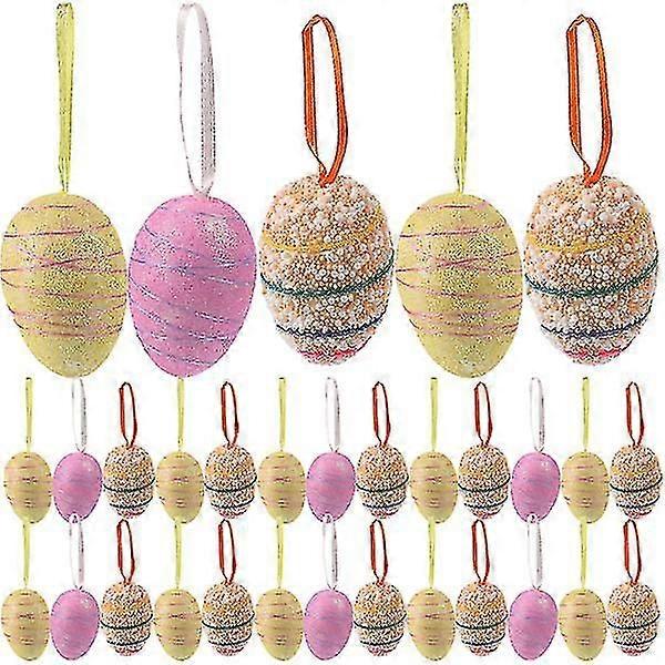 30pcs Easter Eggs Decorations Easter Eggs Hanging Ornaments Easter Tree Ornaments Decor