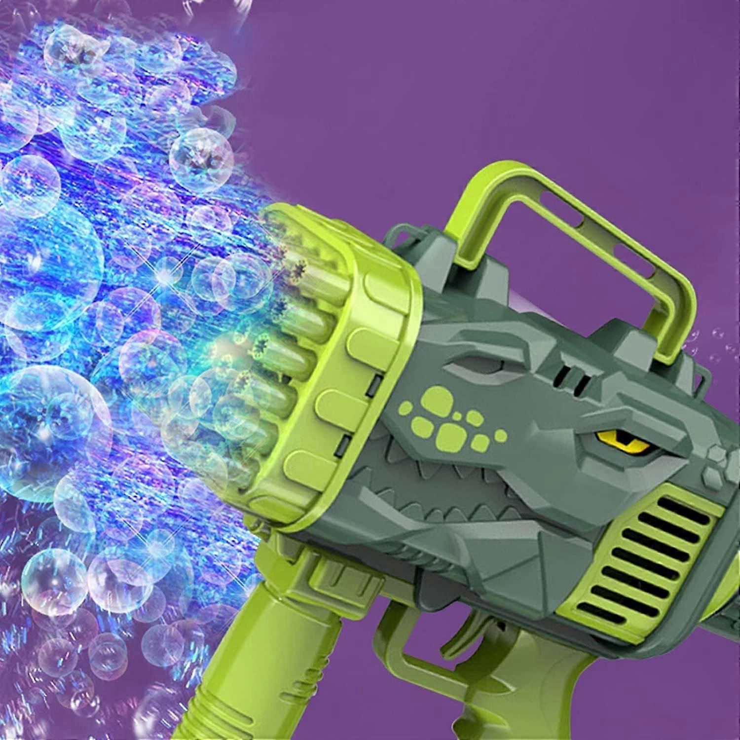 32 Hole Dinosaur Bubble Gun for Kids, Automatic Electric Bubble Maker with Dense Bubble Output