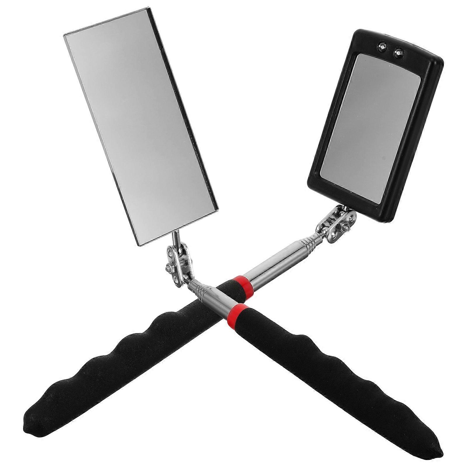 2pcs Auto Inspection Mirror Flexible Telescoping Mirror Square LED Mirror