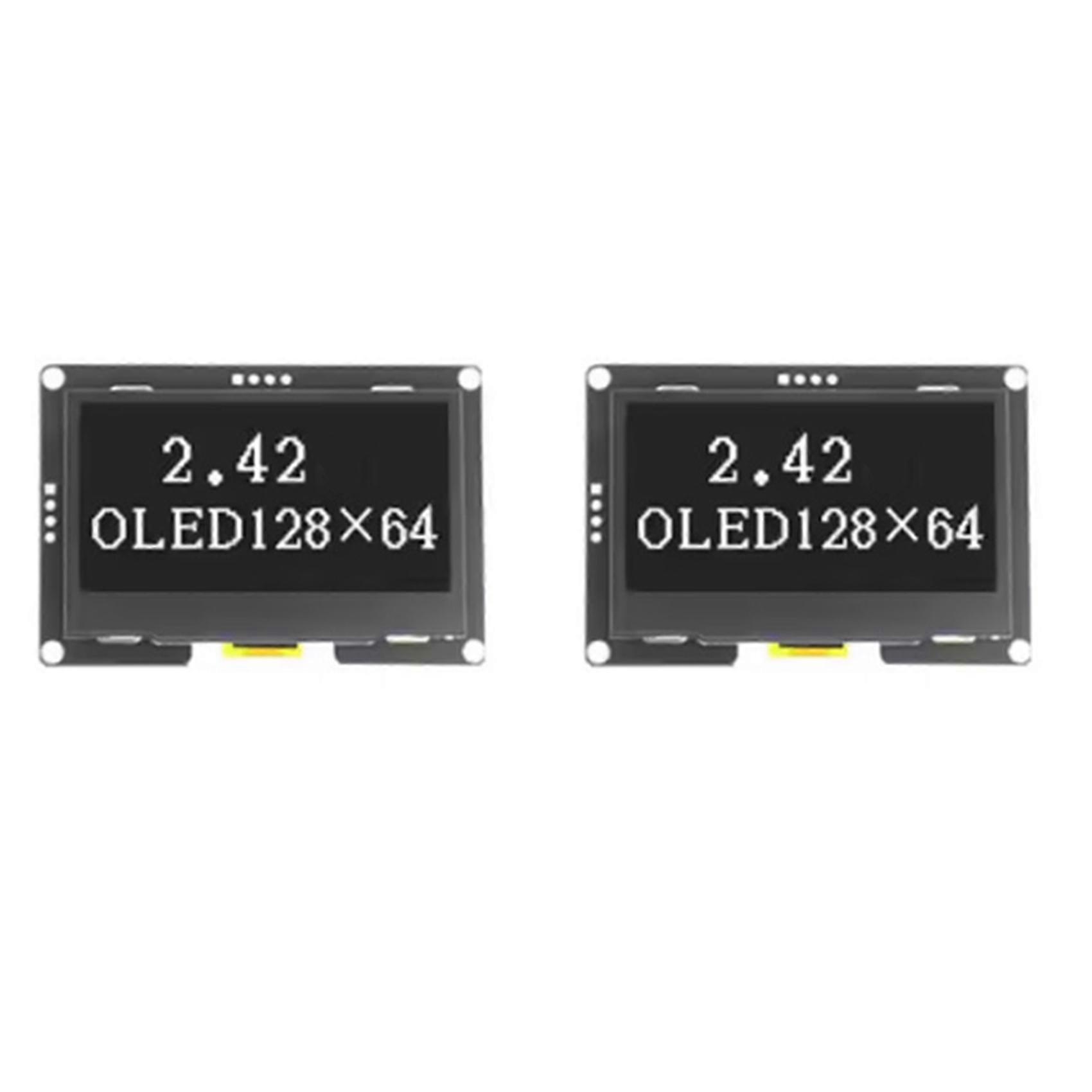 2pcs 2.42-Inch High-Contrast OLED Display Module - 128x64 Resolution,for I2C/SPI Interface, White