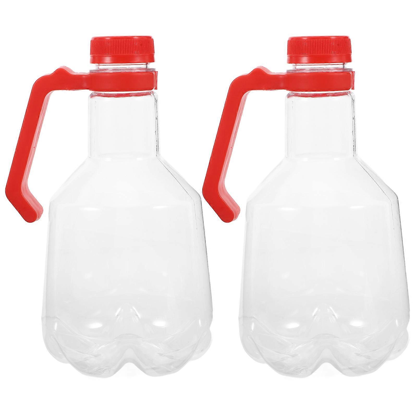 Reusable Plastic Beer Bottle for Storage 2Pcs with Handle and Caps Multipurpose