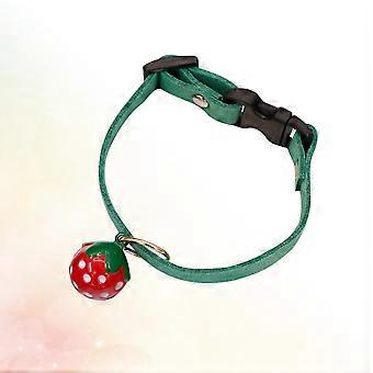 Green Pet Cat Collar Strawberry Bell Collar Adjustable 1 Piece for Dogs