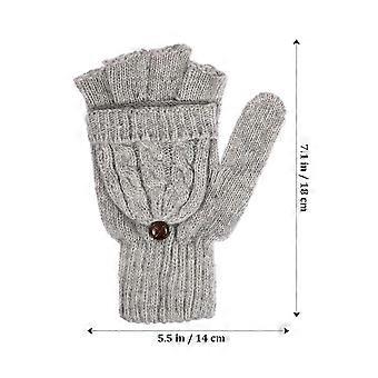Convertible Wool Gloves for Women with Fold-Back Mitten Flap Hand Warmer 1Pair