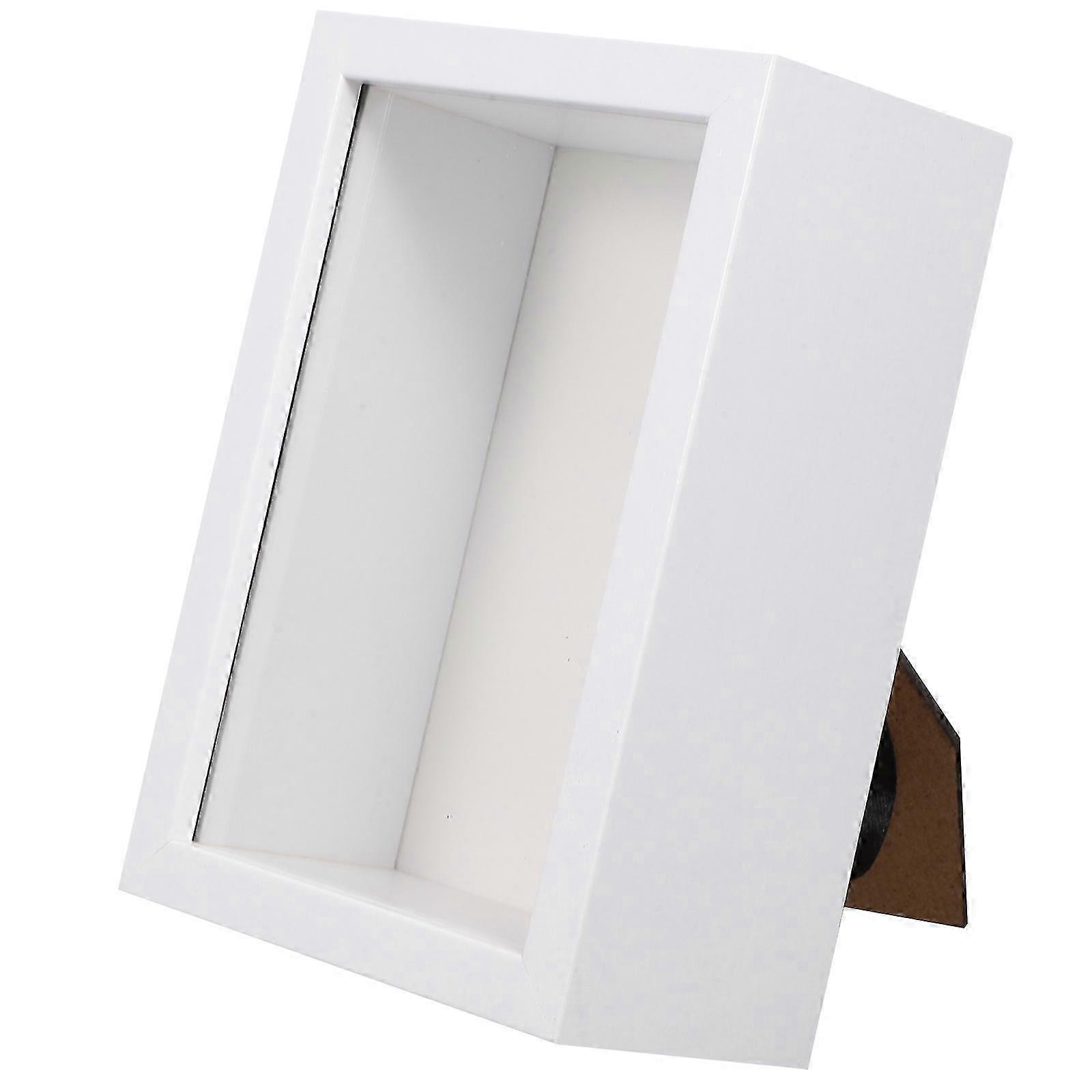 White Wooden Specimen Display Frame compatible with Keepsake 4Pcs Rustic